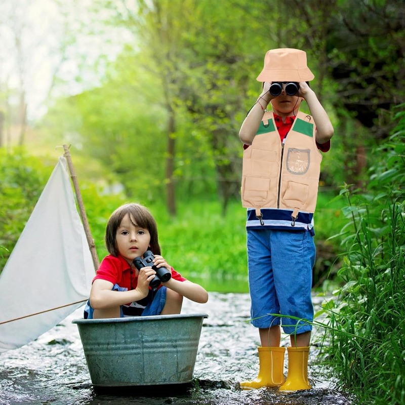 Outdoor Adventure Game - Safari Costume with Cargo Vest Hat,Backyard