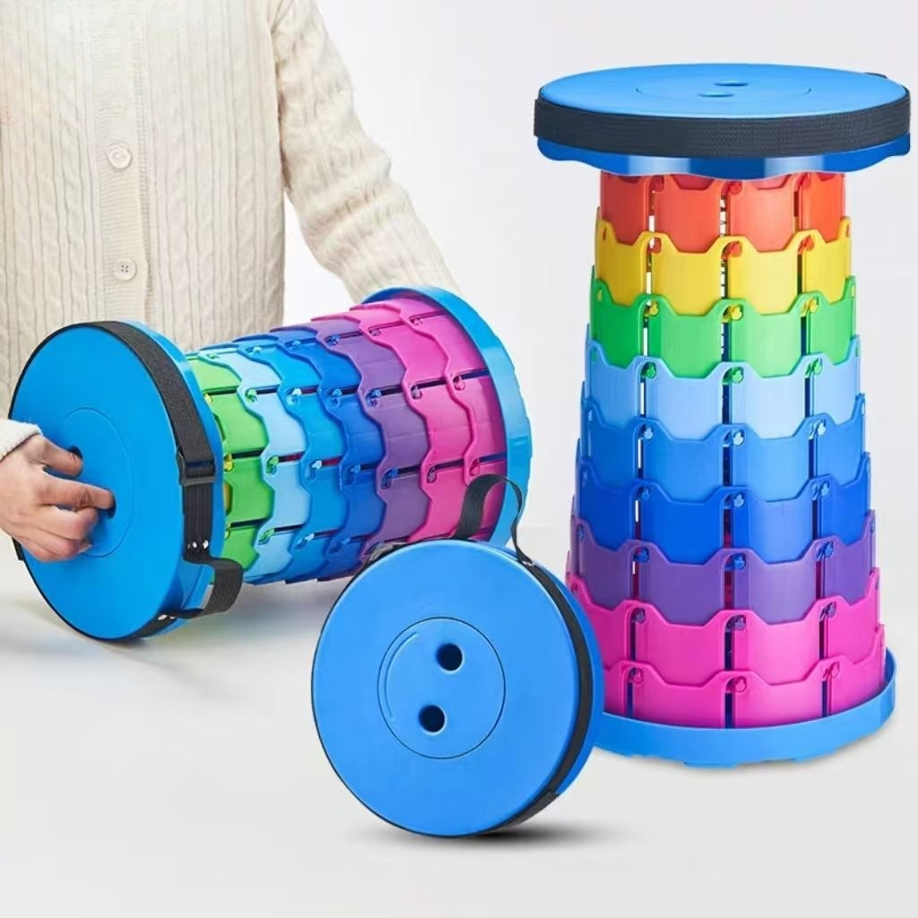 Outdoor Adventure Trips - Rainbow Telescopic Camping Stool Portable Thickened