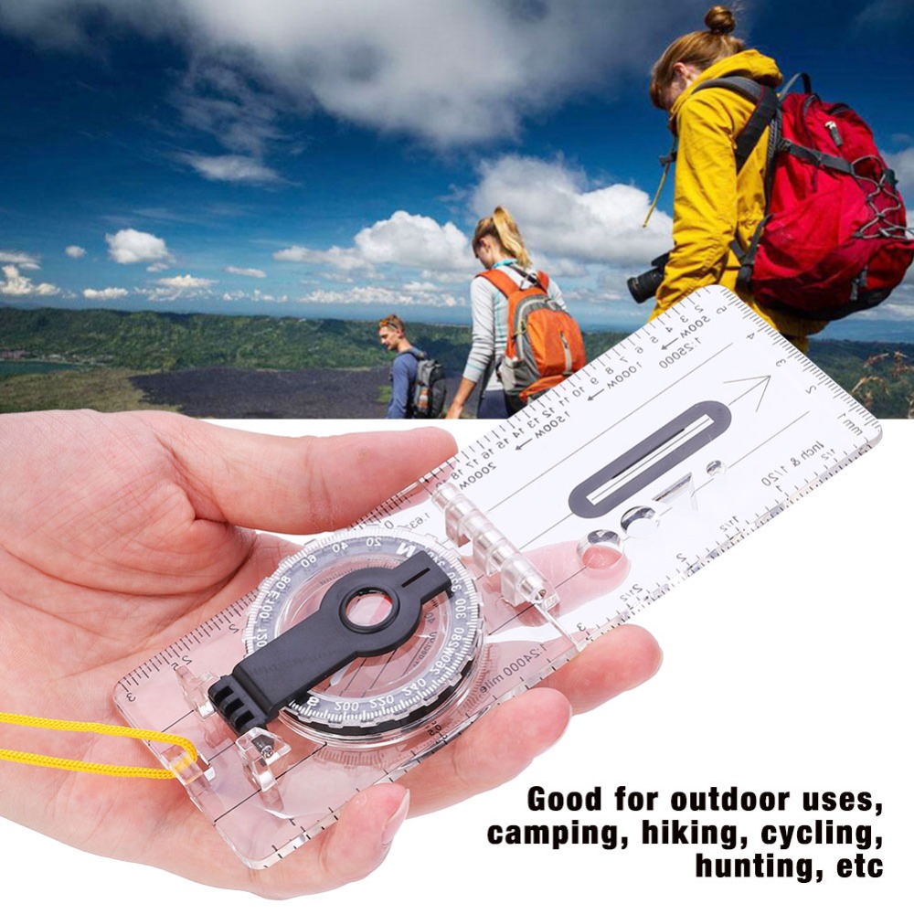 Map Compass Orienteering - Durable Lightweight Orienteering Compass Transparent Ruler