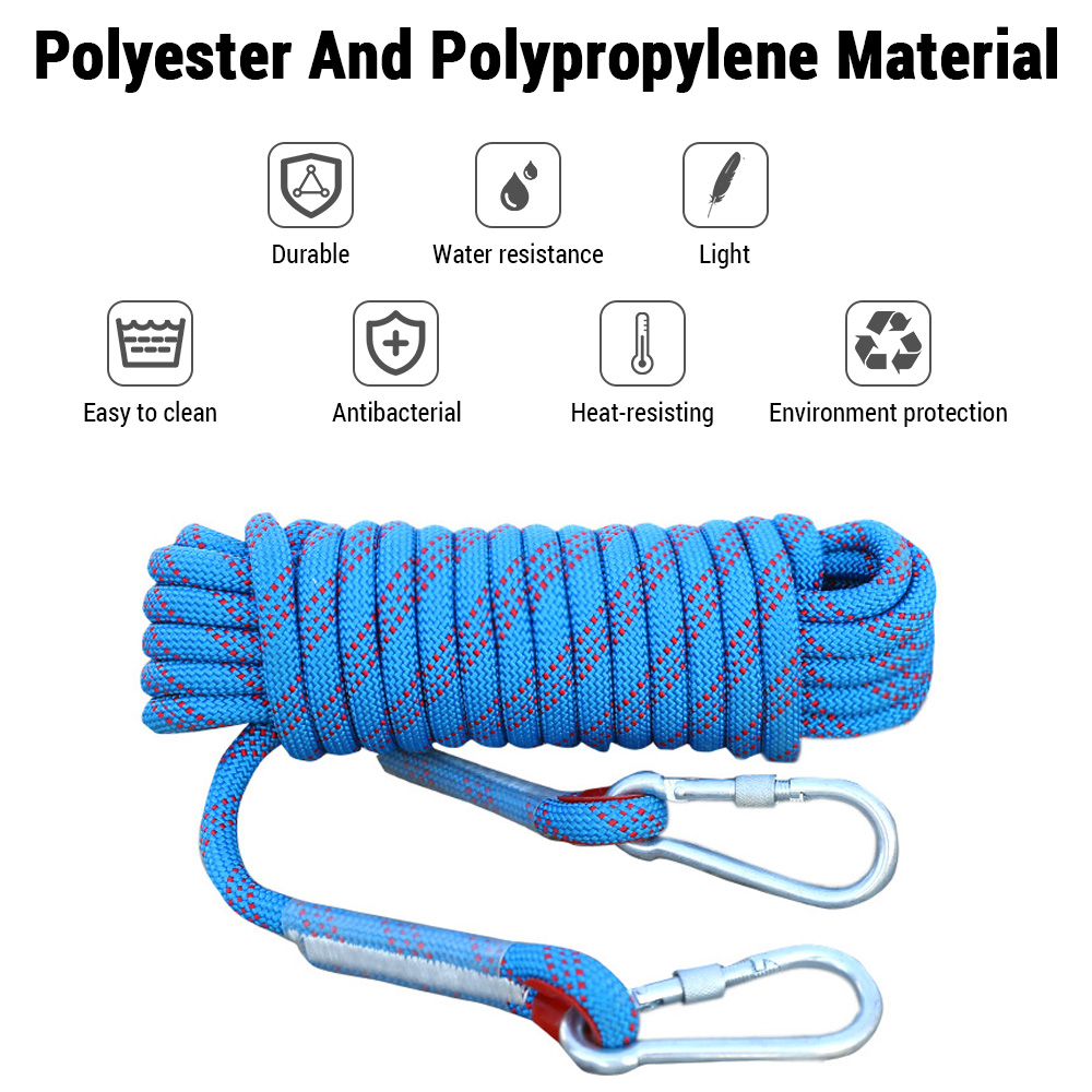 Rope Climbing Static - 10mm Climbing Rope 10M/20M/30M Double Hook